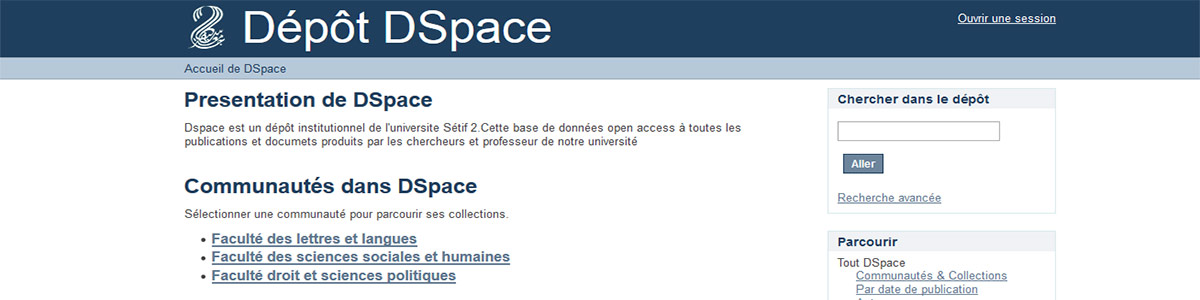 University Setif 2 Dspace Data Base